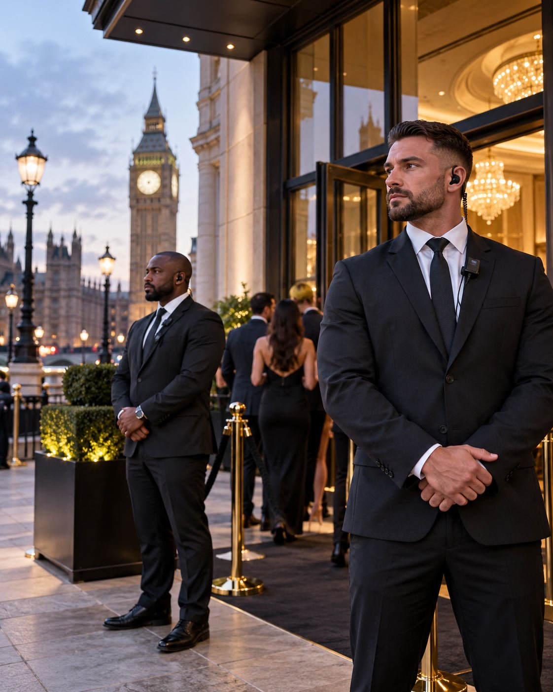 Professional event security team providing security services at a London event venue