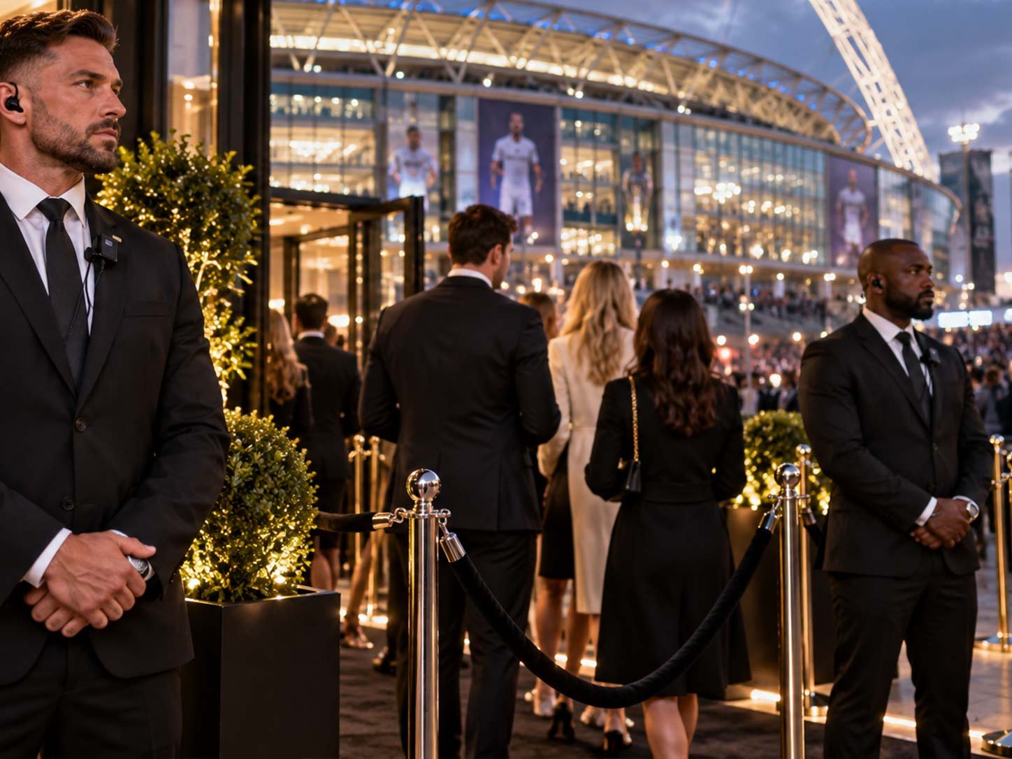 Professional security officers providing event security at a sporting event in London