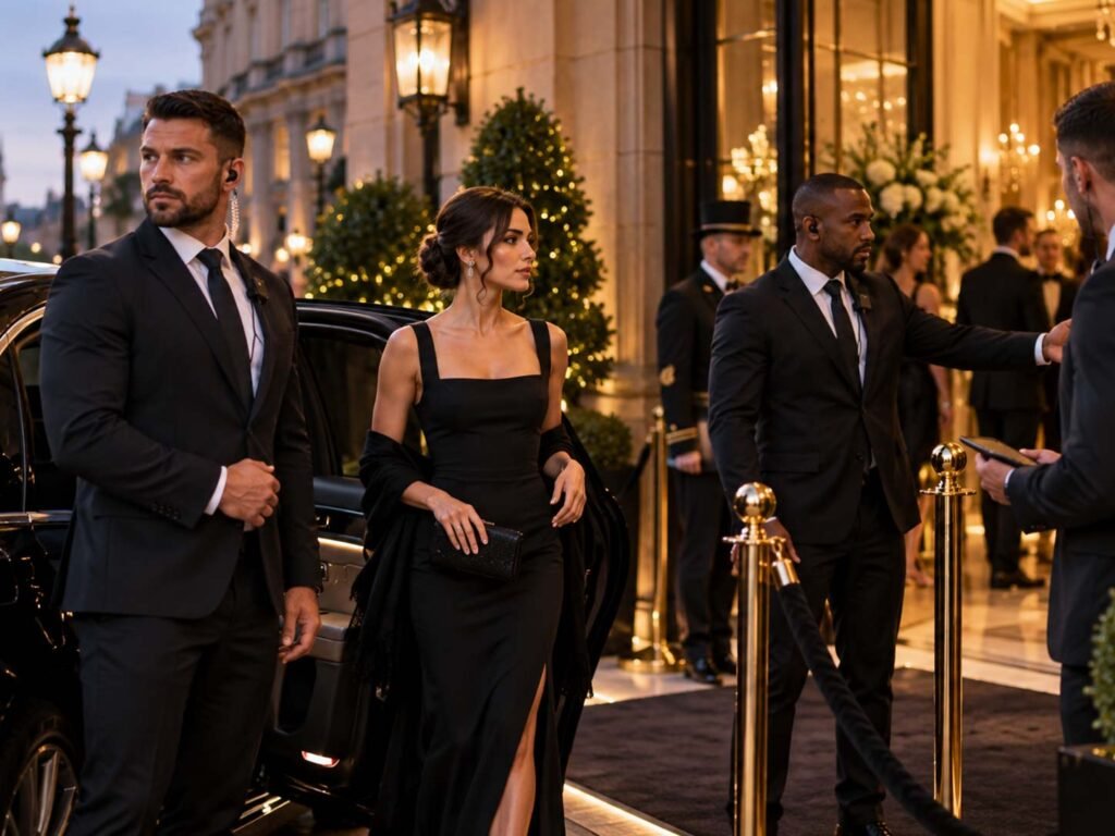 Professional security officers providing VIP hospitality and venue protection at a London event